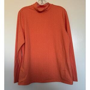Louis Castel Mock Neck Long Sleeve Golfing Top in Orange Size XL